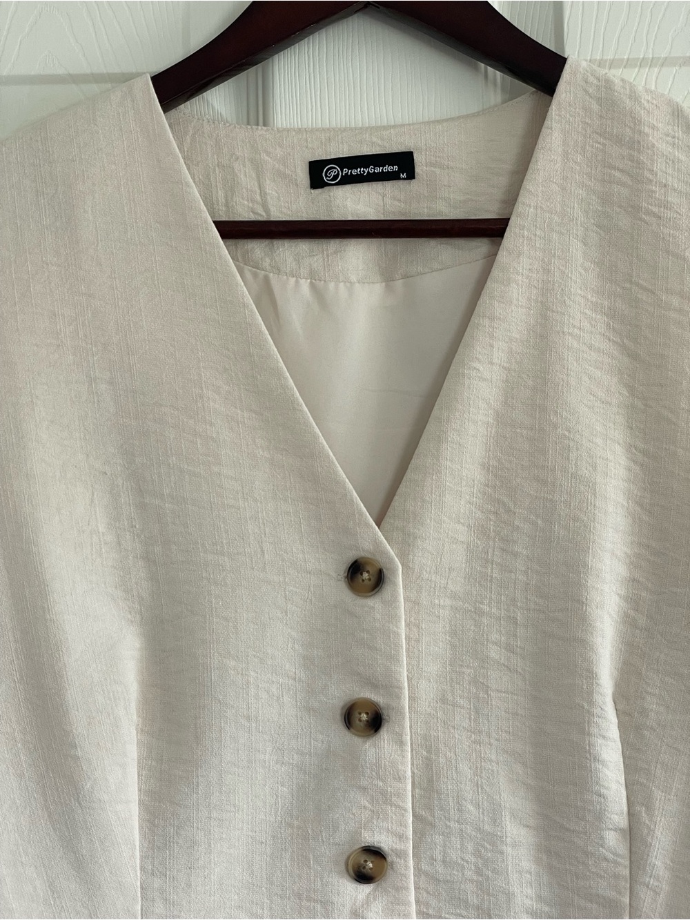 PrettyGarden Cream Linen-Blend Sleeveless Vest - Picture 7 of 7